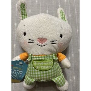 Hallmark Bunny Baby Lovey Somebunny's 1st Easter Stuffed Plush Toy Green Overall